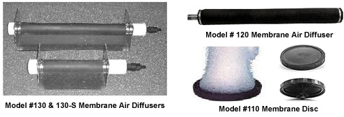 Model #130 & 130-S Membrane Air Diffusers. Model #120 Membrane Air Diffuser, and Model #110 Membrane Disc.